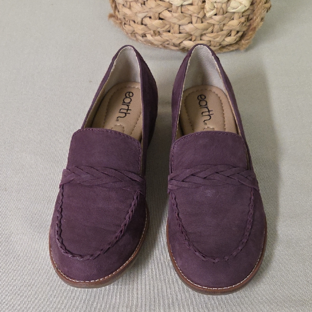 Earth Women's Burgundy Leather Loafers Size 7M